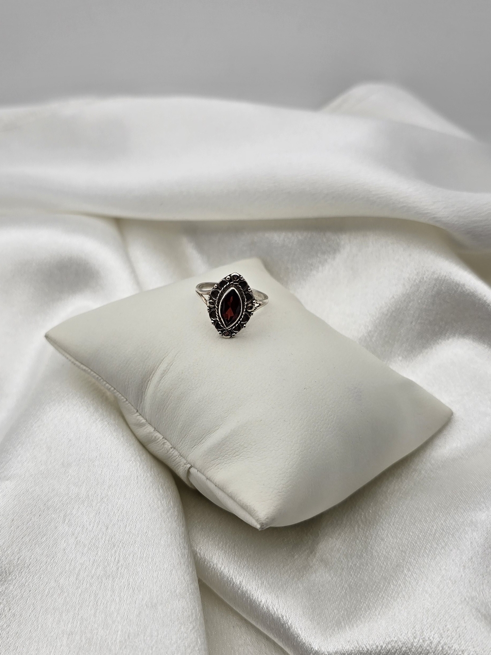 Vintage-Inspired Garnet Marquise Sterling Silver Lux Ring